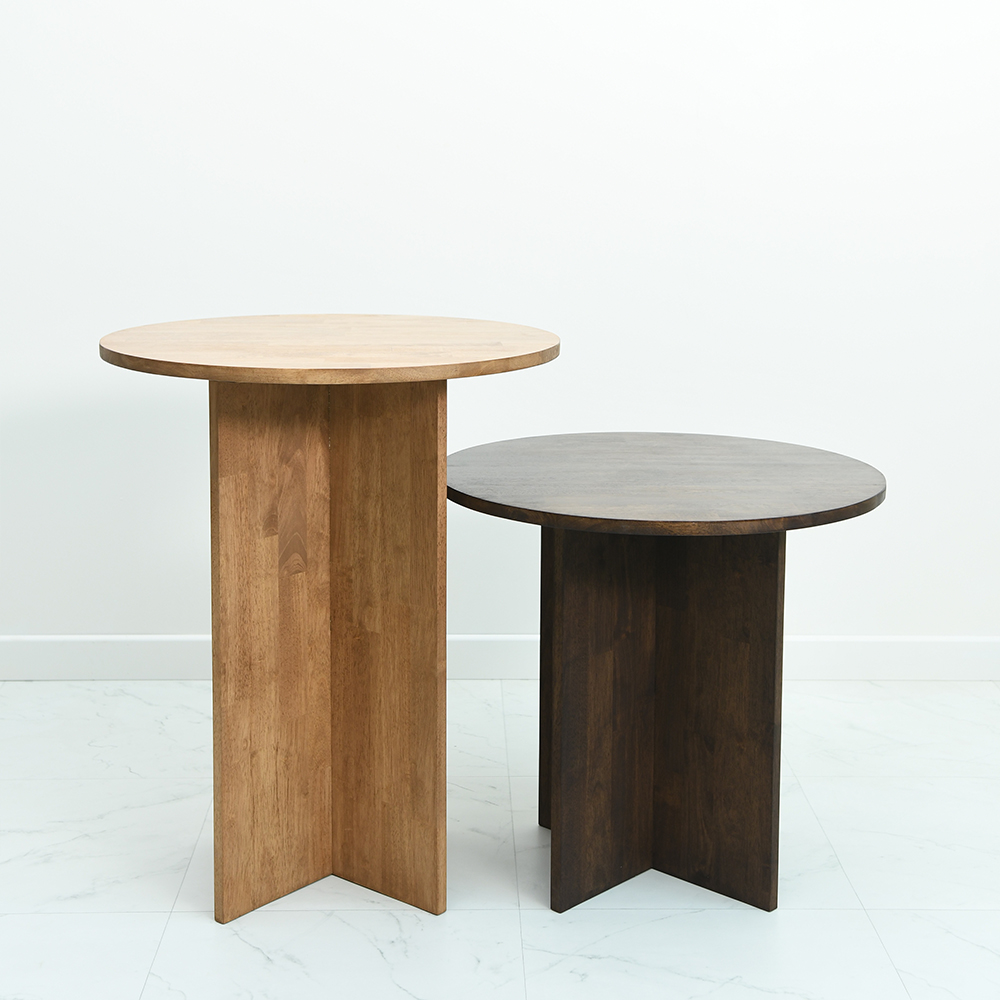 원형 라운드 식탁 테이블 원목 카페 거실 탁자 1인 2인 상판 브라운 H550 브로우드