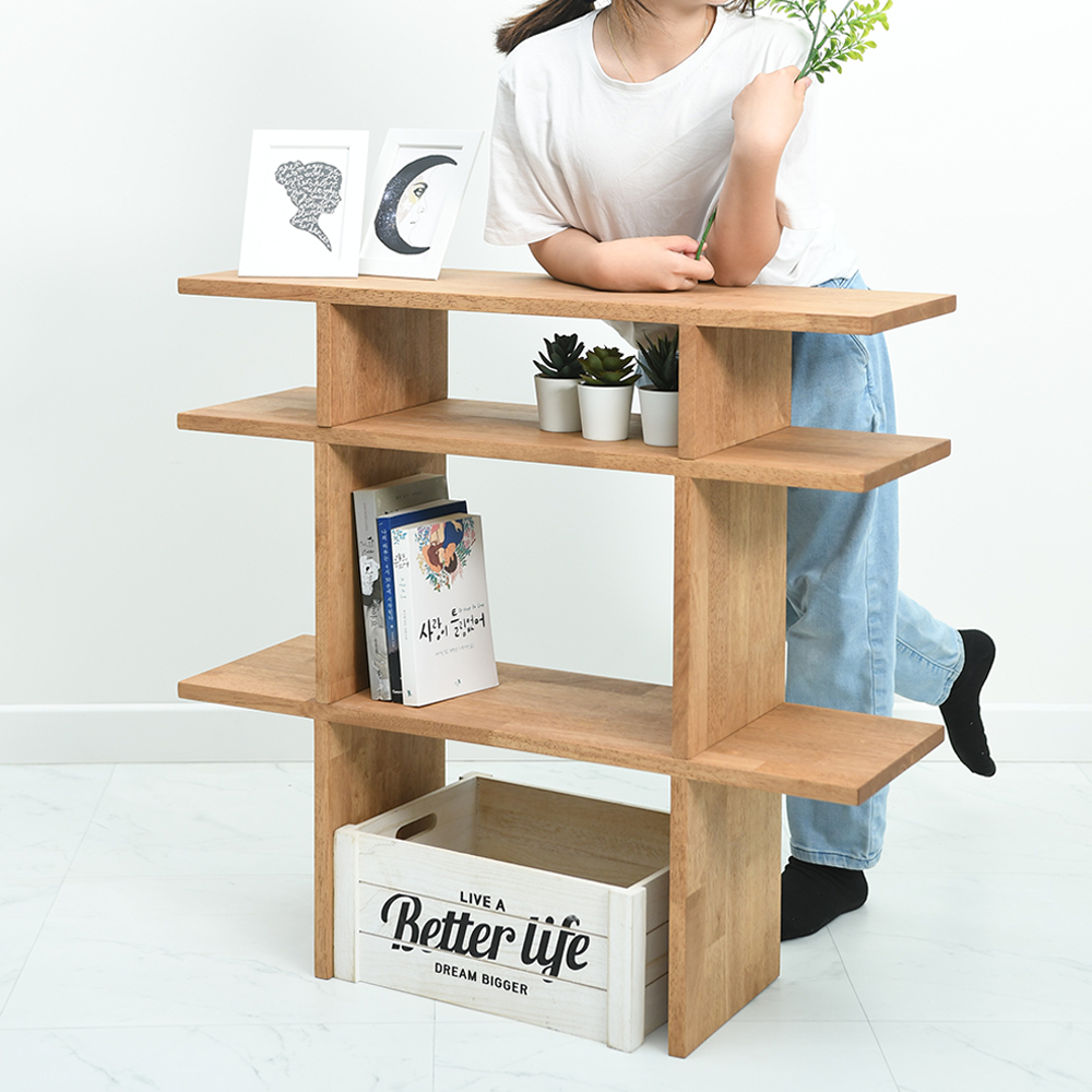 원목 선반 거실 다용도 선반장 1단 2단 3단 나무 북 모듈 나무 책 w600 h150
