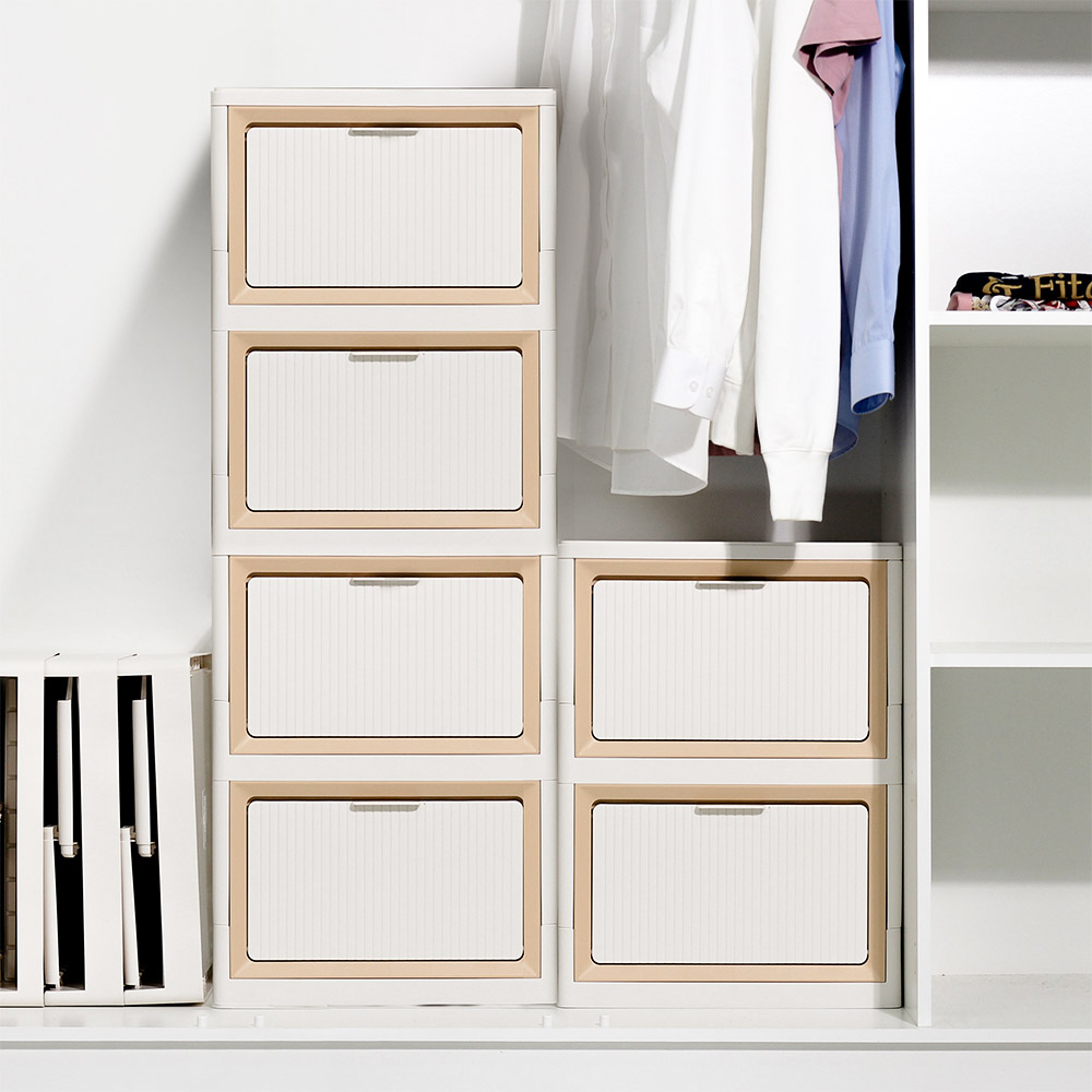 플라스틱수납함 모듈 리빙박스 옷 소품 정리함 폴드 수납함 400 3단