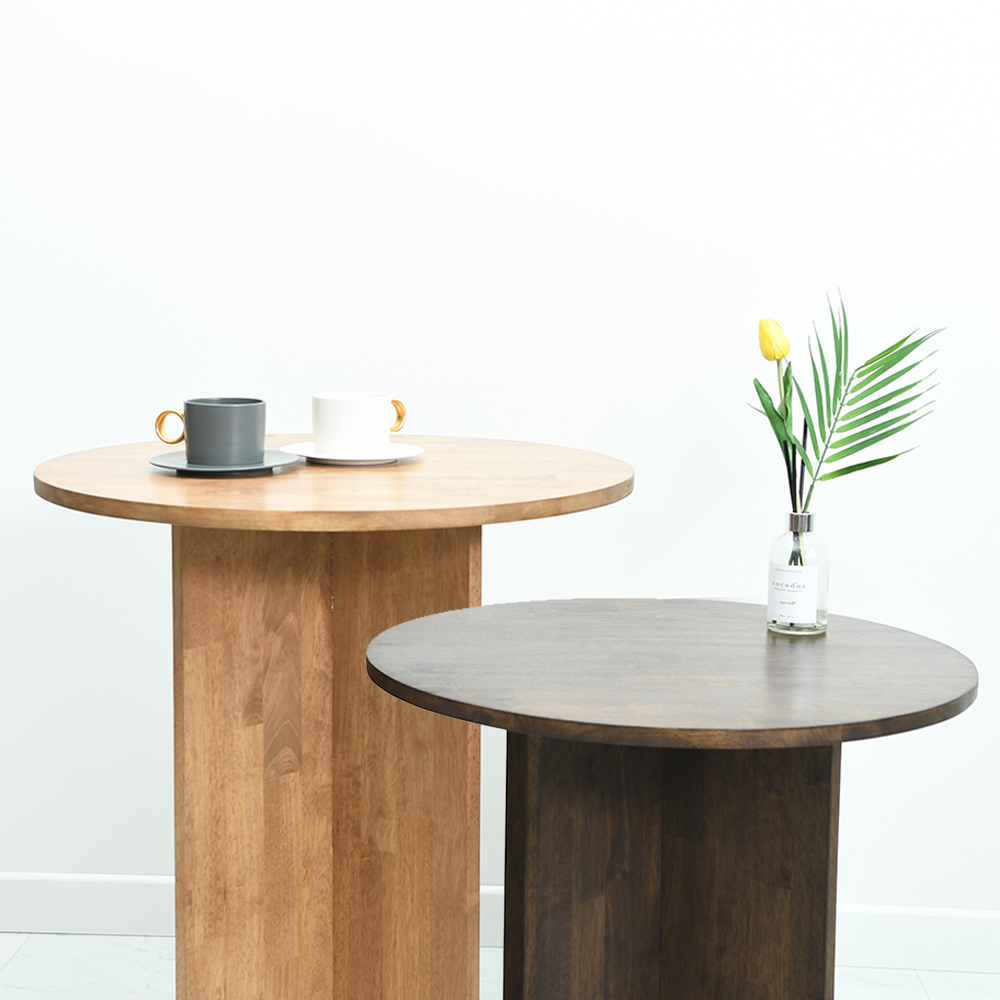 원형 라운드 식탁 테이블 원목 카페 거실 탁자 1인 2인 상판 브라운 H550 브로우드
