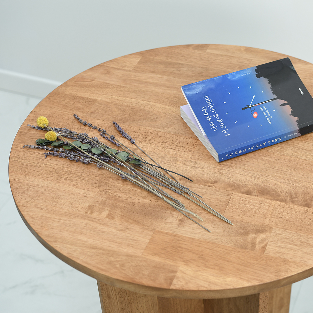 원형 라운드 식탁 테이블 원목 카페 거실 탁자 1인 2인 상판 브라운 H550 브로우드