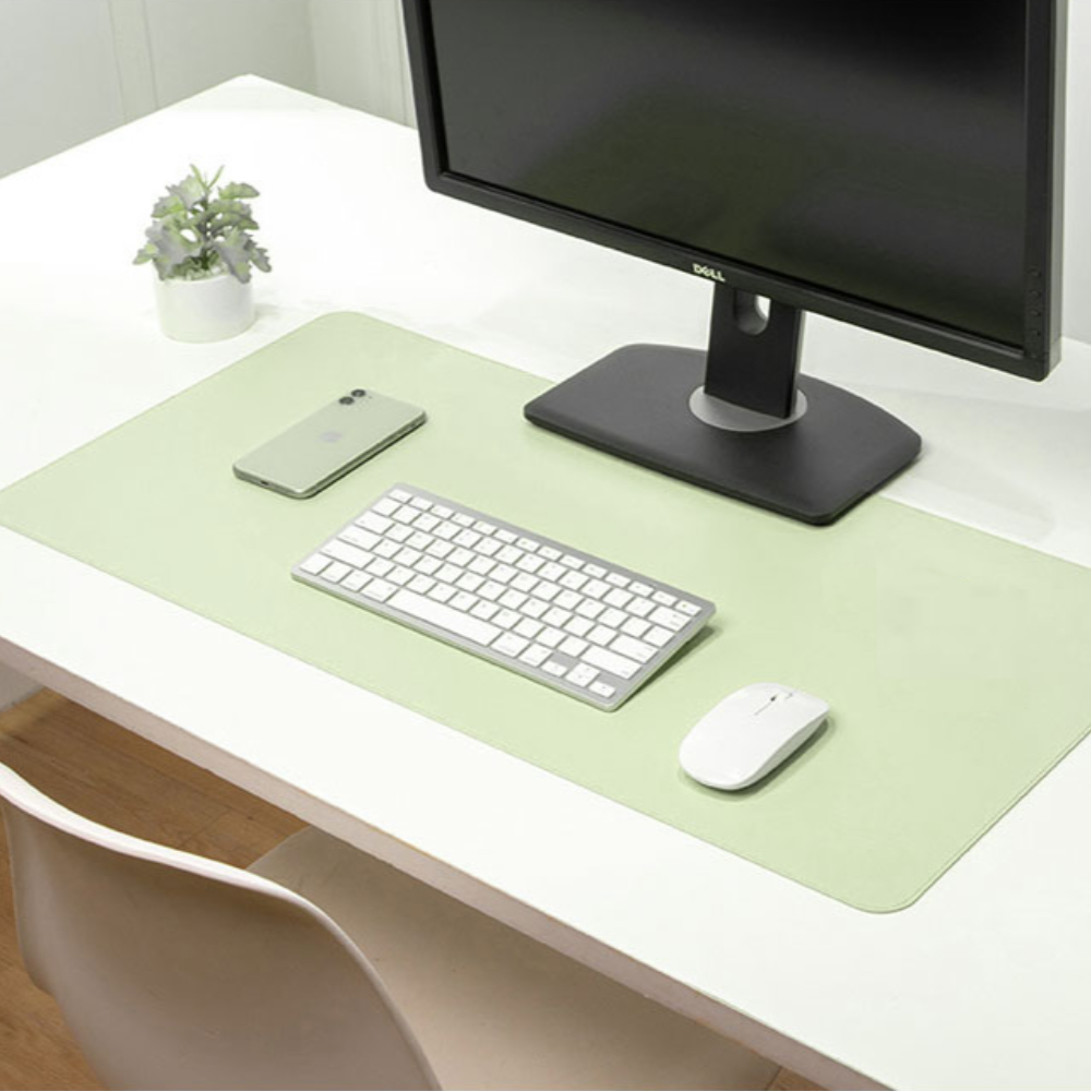 올리브그린 가죽 키보드 마우스 장패드 논슬립 스웨이드 대형 노트북 데스크 매트 80cm