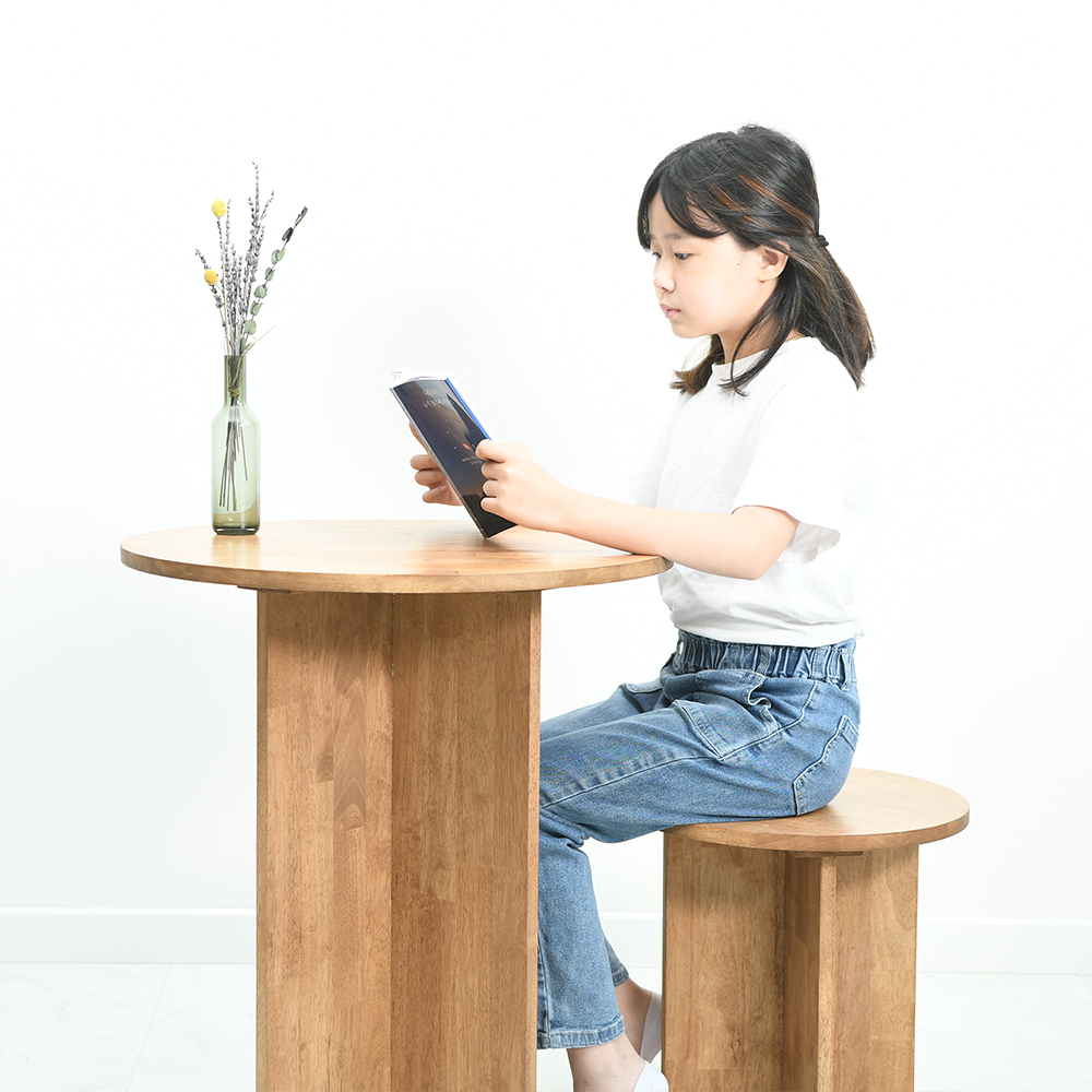 원형 라운드 식탁 테이블 원목 카페 거실 탁자 1인 2인 상판 브라운 H550 브로우드