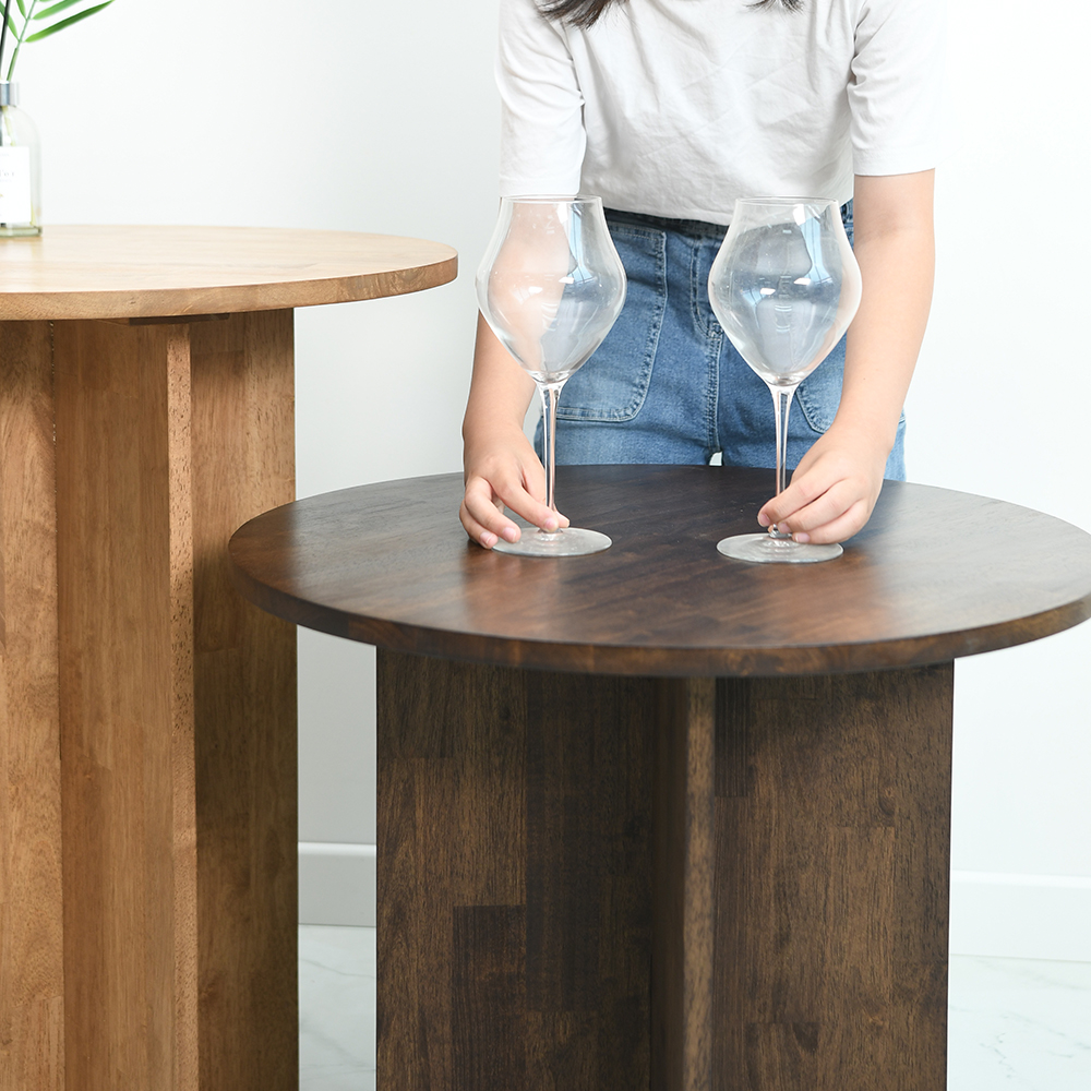 원형 라운드 식탁 테이블 원목 카페 거실 탁자 1인 2인 상판 브라운 H550 브로우드