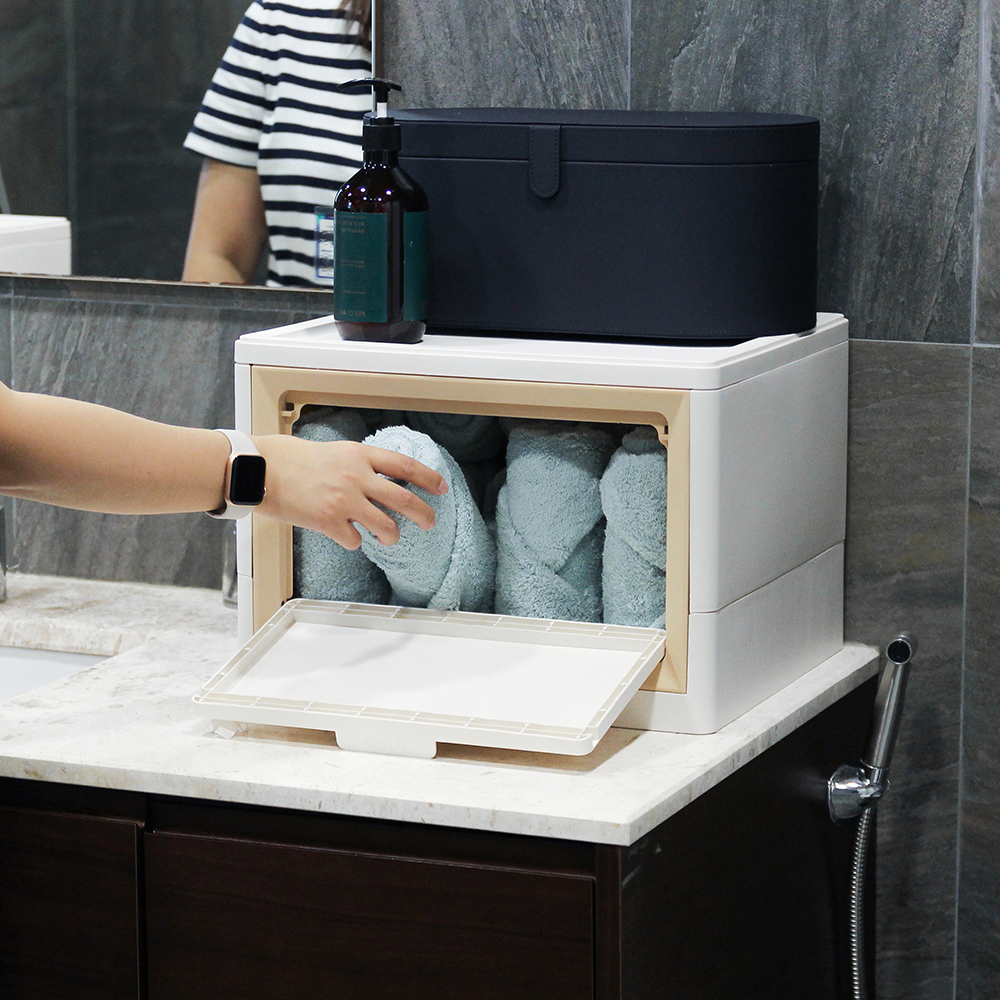 플라스틱수납함 모듈 리빙박스 옷 소품 정리함 폴드 수납함 400 3단