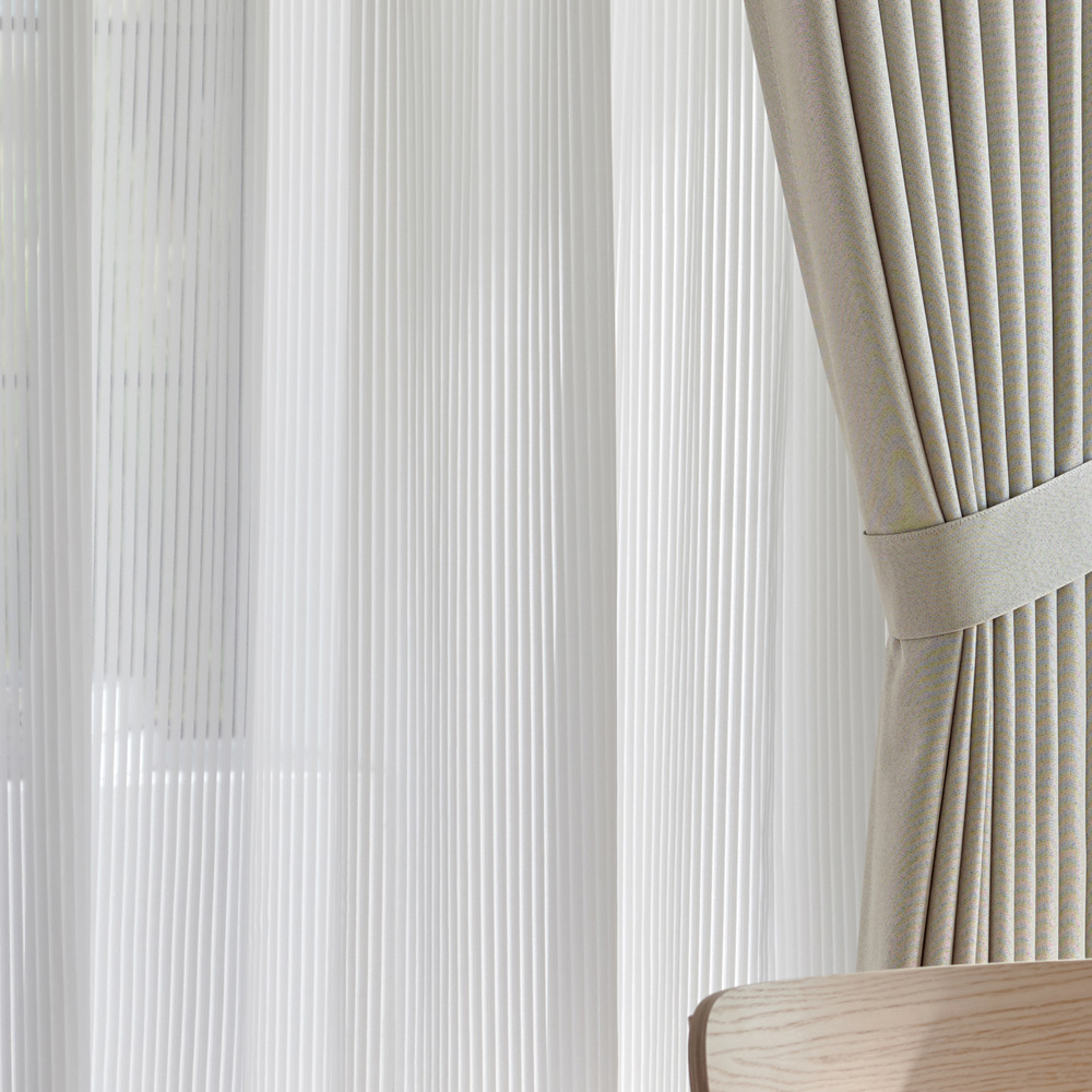 뷰하우스 스트라이프 쉬폰 나비주름 속지 맞춤커튼