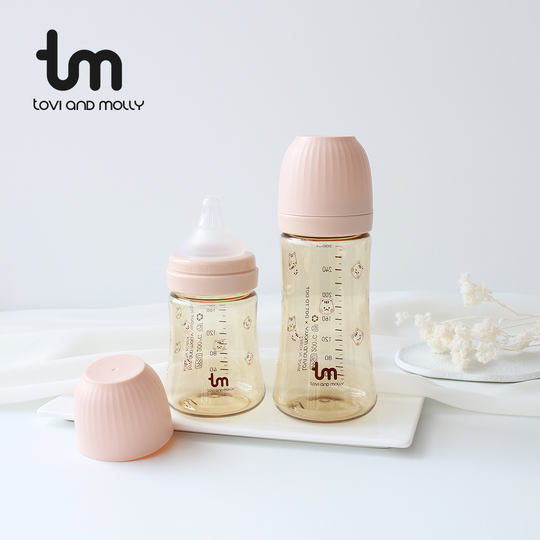 [토비앤몰리] 신생아 아기 배앓이 싱글 젖병 돗람이 핑크 180ml 280ml - 상세 이미지 4