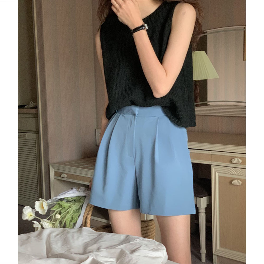 (인기재진행) 오버무드 여성 여름 신상 찰랑 쿨링 투핀턱 3부 슬랙스 반바지 팬츠 5color - 상세 이미지 4