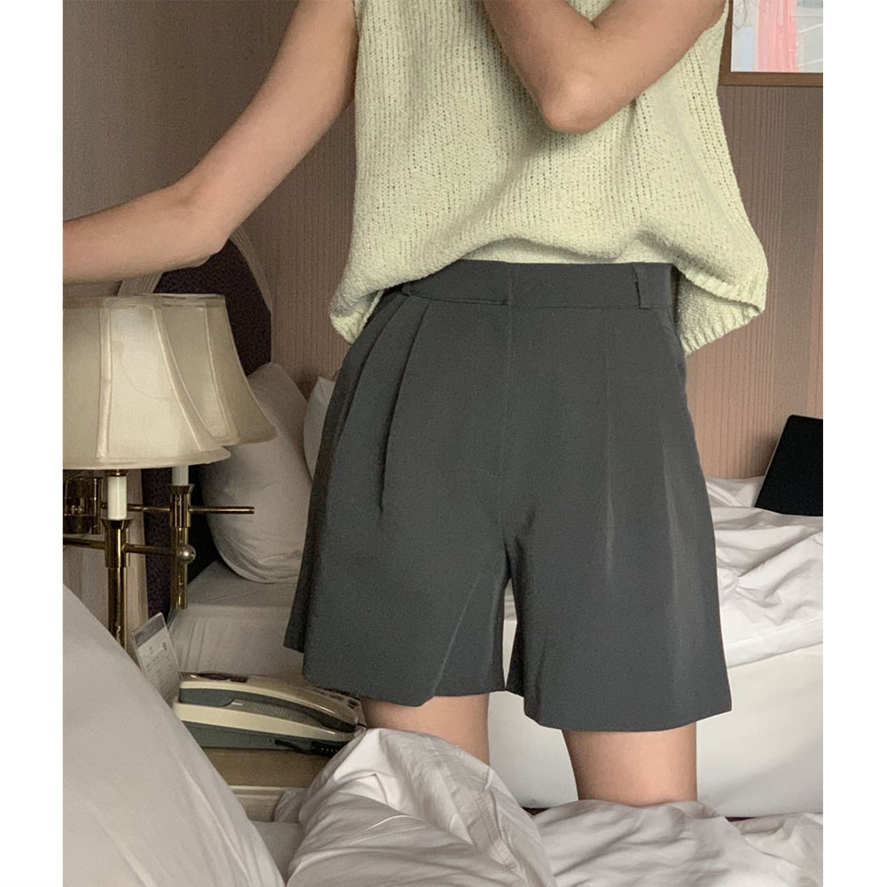 (인기재진행) 오버무드 여성 여름 신상 찰랑 쿨링 투핀턱 3부 슬랙스 반바지 팬츠 5color - 상세 이미지 5