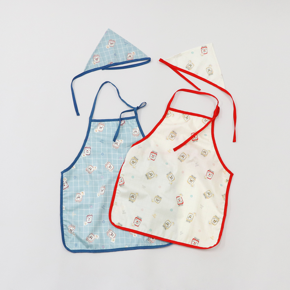 피넛버터젤리 헤브 유아 방수 앞치마 두건 세트 아기앞치마 어린이집 유치원 준비물 요리 미술