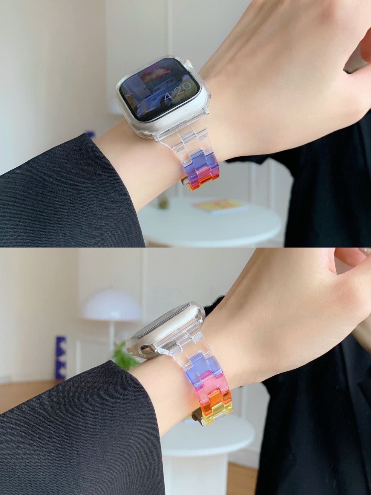 애플워치 투명스트랩 DIY레인보우 슬림 여름 8 7 se 2 호환 40mm 41mm - 상세 이미지 3