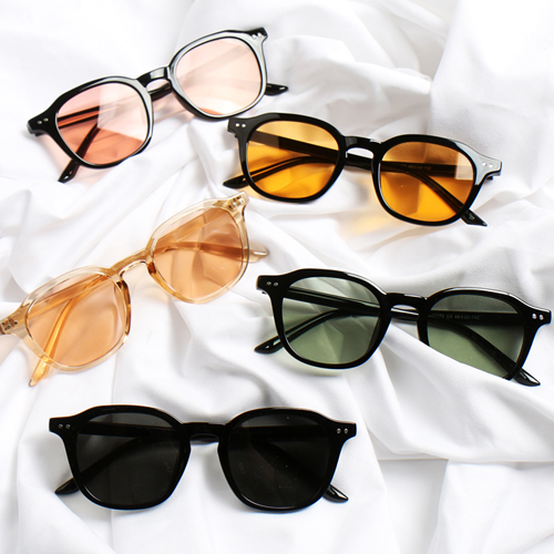 남자 여자 자외선차단 라운드 사각 투명 뿔테 틴트 선글라스 BB557 색안경