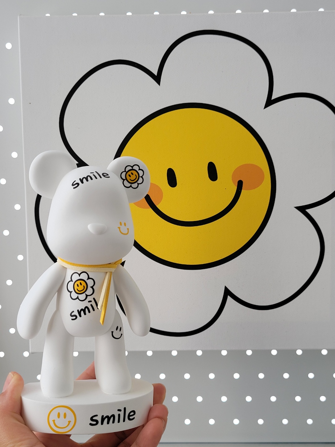 대형 베어브릭 석고 방향제 인테리어 소품 데이지꽃 스마일 베어 웜코튼