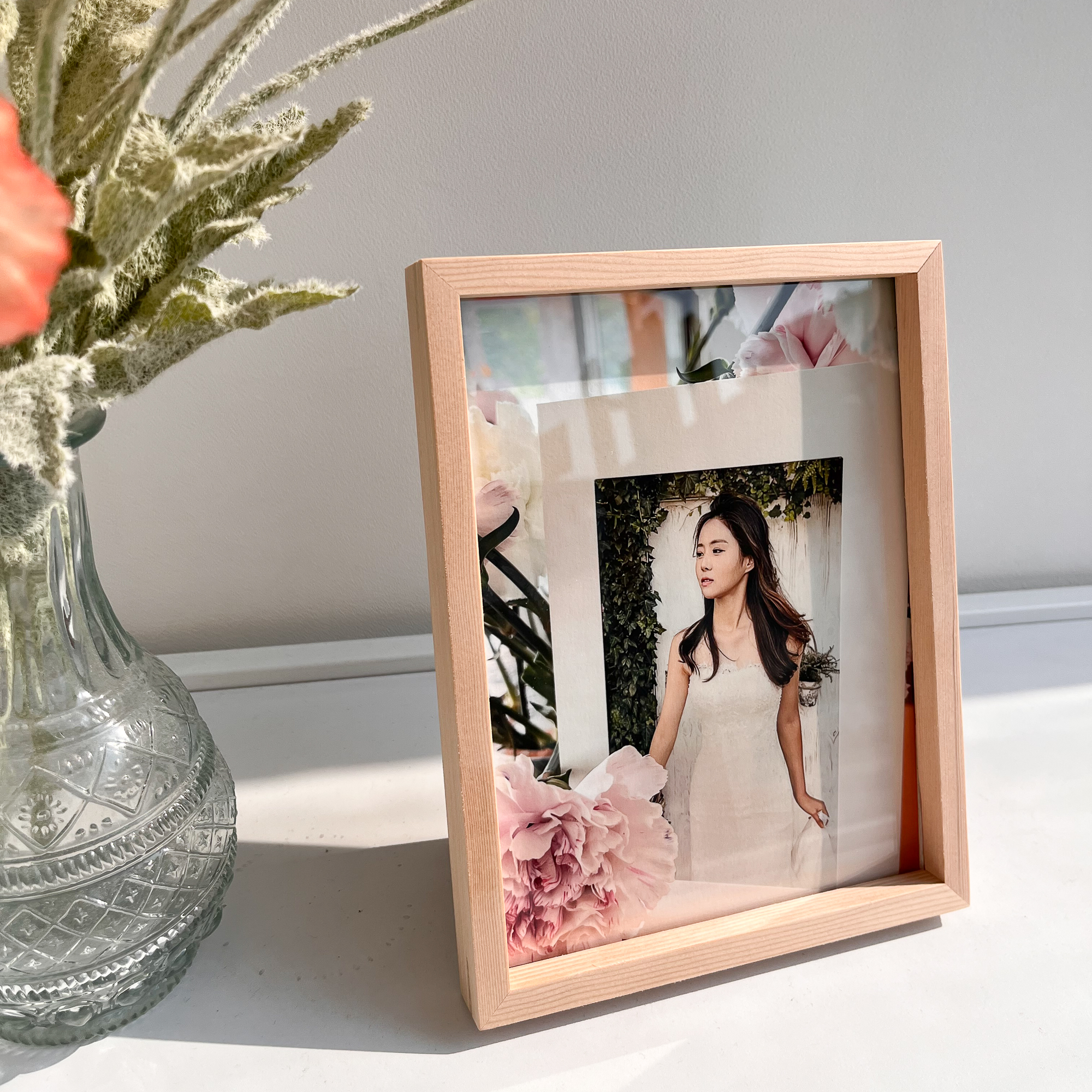 파인내추럴 미송 5X7 사진인화 원목 탁상 액자 웨딩 포토테이블 나무 프레임 - 상세 이미지 5