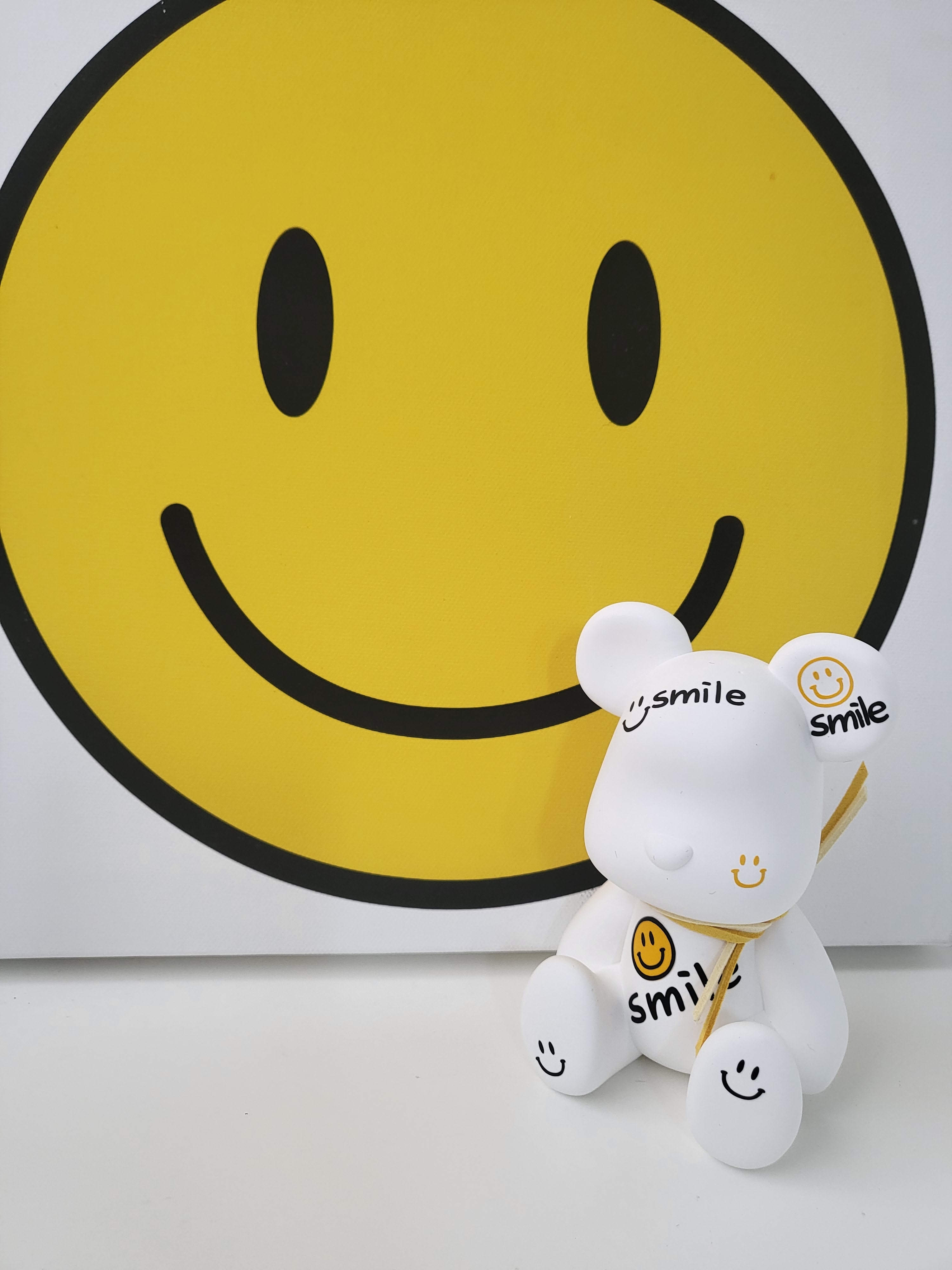 대형 베어브릭 석고 방향제 스마일 앉은 베어 화이트플라워