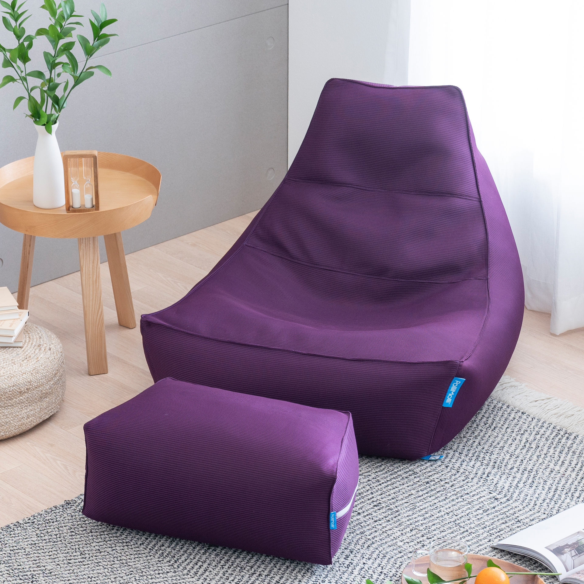 폴리몰리 802A 1인용 콤팩트 빈백 소파 쿠션 의자, 풋스툴세트 (메시속커버,선택안함)