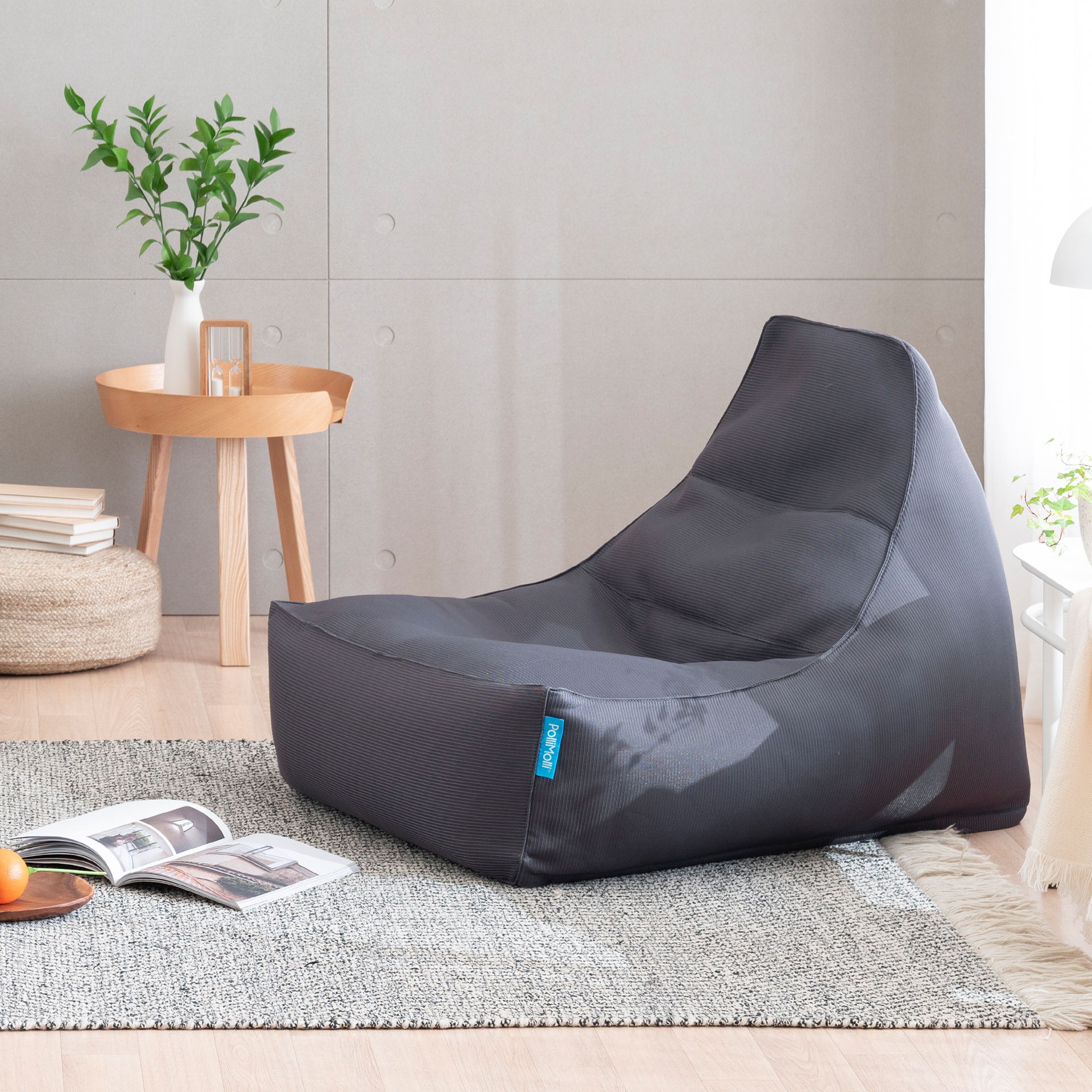 폴리몰리 빈백소파 1인용 802A 좌식 쇼파 쿠션, 애쉬그레이 (메시속커버, 선택안함)