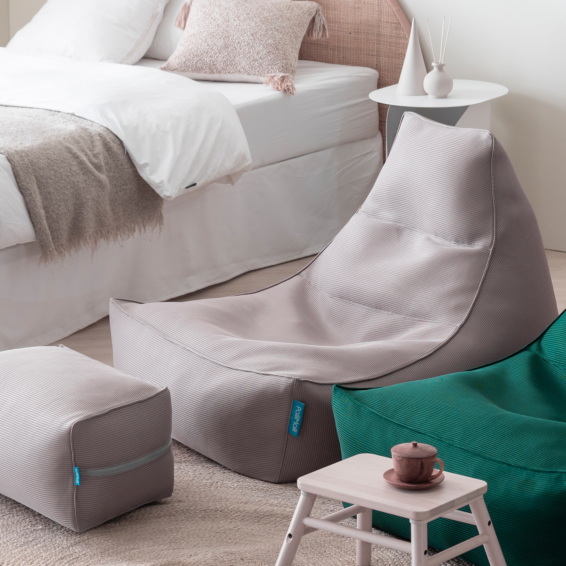 폴리몰리 802A 1인용 콤팩트 빈백 소파 쿠션 의자, 풋스툴세트 (메시속커버,선택안함)