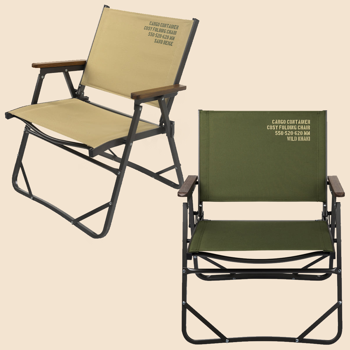 카고컨테이너 코지 체어 M 미디움 1+1 캠핑 의자 플랫 로우 폴딩 접이식
