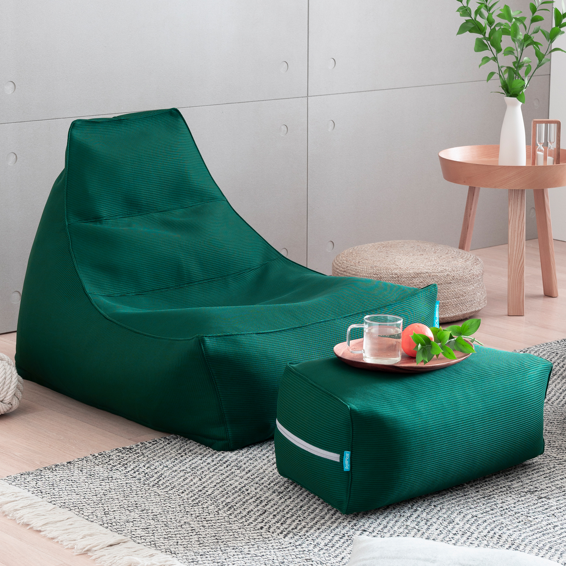 폴리몰리 802A 1인용 콤팩트 빈백 소파 쿠션 의자, 풋스툴세트 (메시속커버,선택안함)