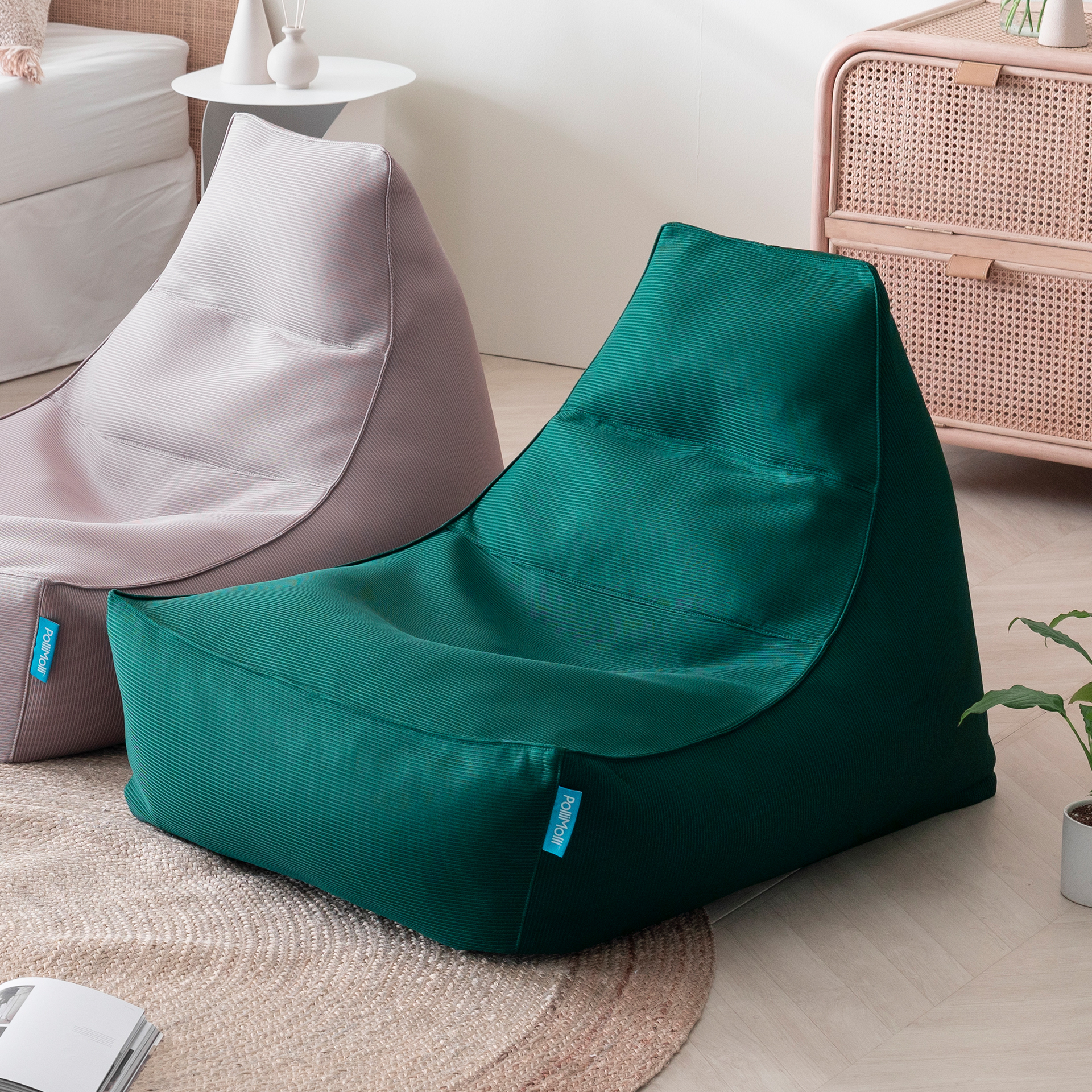 폴리몰리 빈백소파 1인용 802A 좌식 쇼파 쿠션, 로얄그린 (메시속커버, 선택안함)