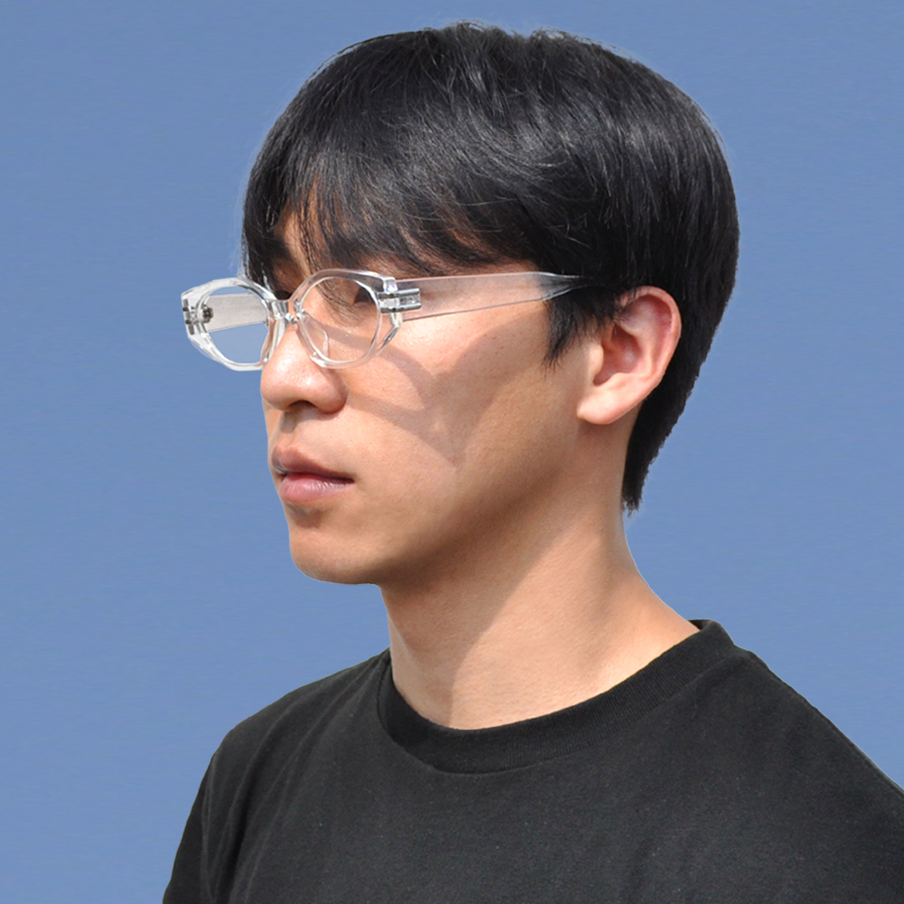 오벌 선글라스 타원형 투명 클리어 남자 여자 커플 데일리 자외선 차단 가벼운 각진 레트로 - 상세 이미지 3