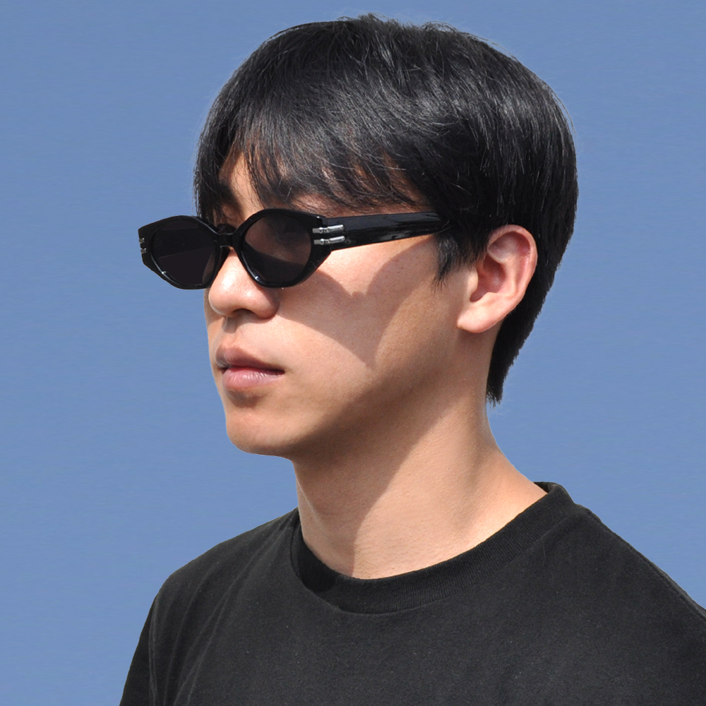 오벌 선글라스 타원형 투명 클리어 남자 여자 커플 데일리 자외선 차단 가벼운 각진 레트로 - 상세 이미지 2