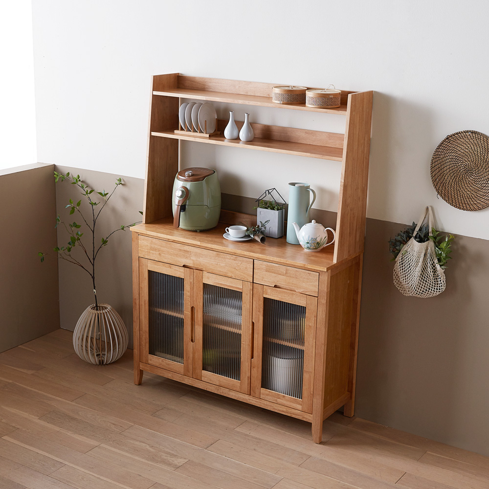 홀튼 홈카페수납장 원목 주방 홈카페장 그릇 장식장 커피머신선반 1200x400x1730mm, 5단, 네추럴