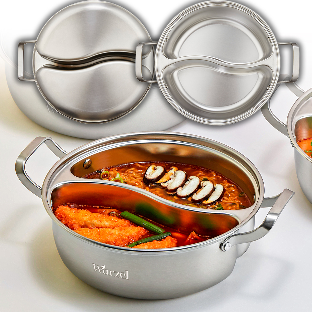 통 스텐 인덕션 반반 훠궈 태극 냄비 마라탕 28cm - 메인 이미지