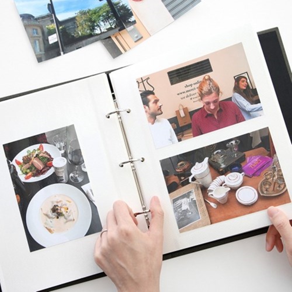 3공 바인더 속지 엽서 스크랩북 뮤지컬 티켓북 4x6 포켓 접착식 내지 접착블랙 이미지 8