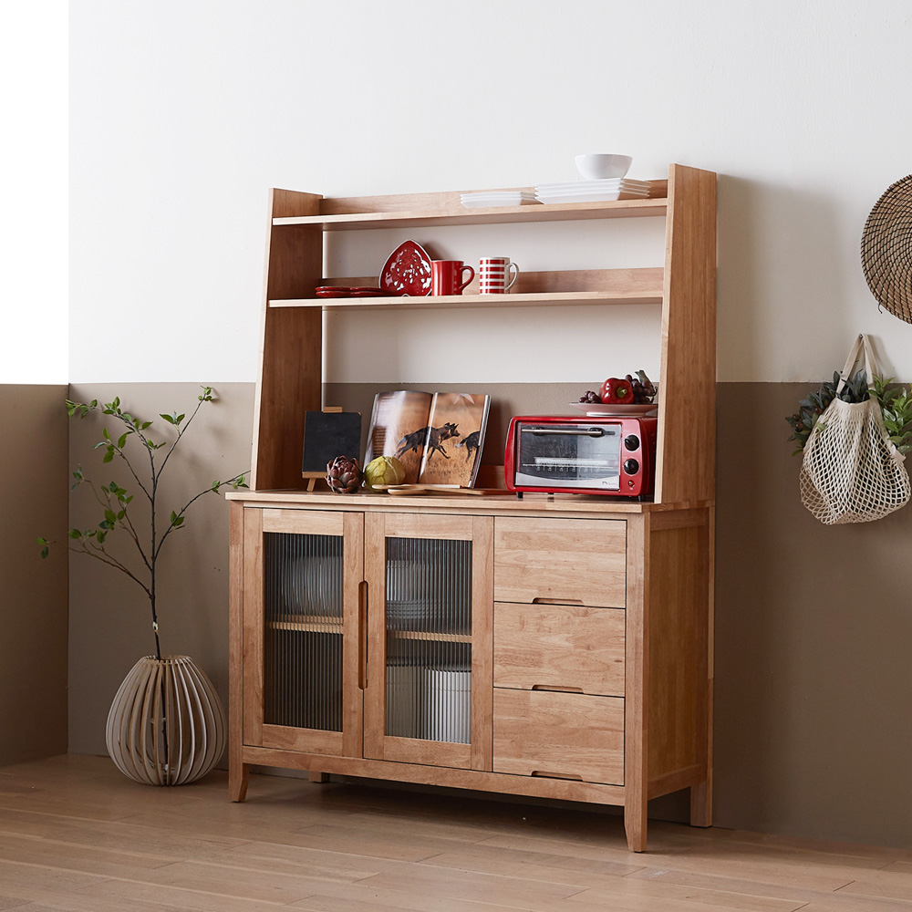 홀튼 원목 홈카페장 주방 선반 그릇장 상부장 1200x300x800mm, 2단, 네추럴