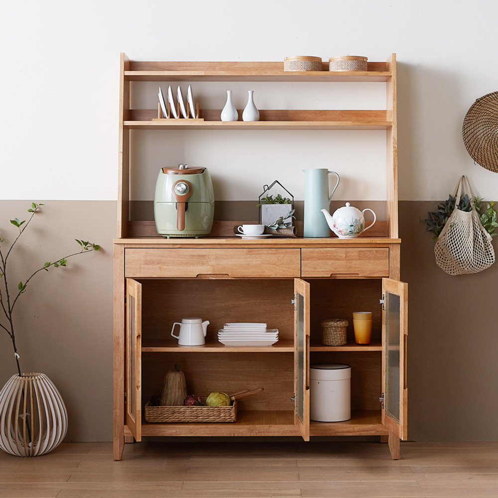 홀튼 홈카페수납장 원목 주방 홈카페장 그릇 장식장 커피머신선반 1200x400x1730mm, 5단, 네추럴
