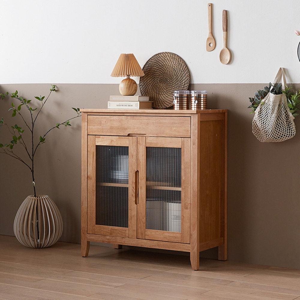 홀튼 홈카페수납장 원목 주방 홈카페장 그릇 장식장 커피머신선반 800x400x930mm, 2단, 네추럴