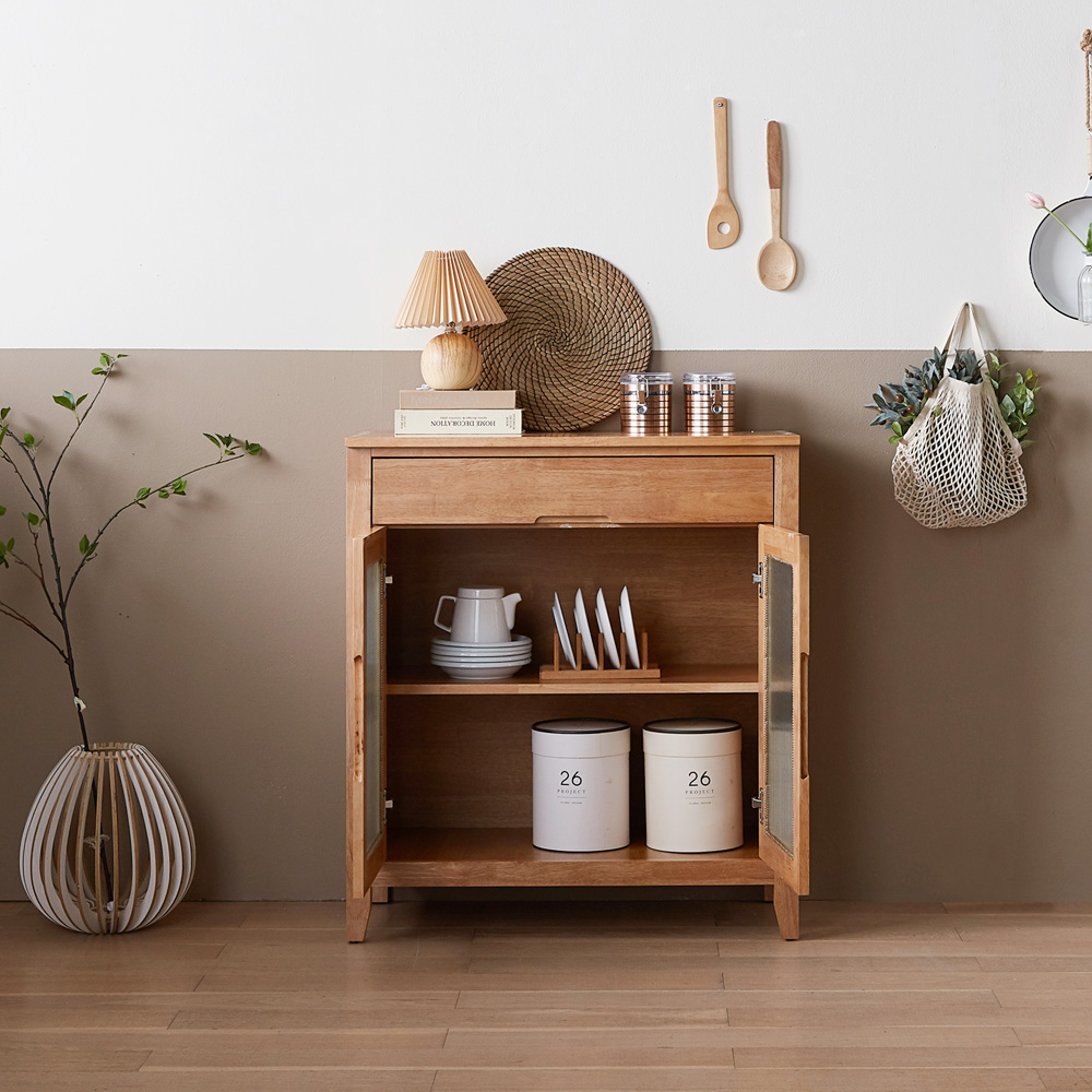 홀튼 홈카페수납장 원목 주방 홈카페장 그릇 장식장 커피머신선반 800x400x930mm, 2단, 네추럴