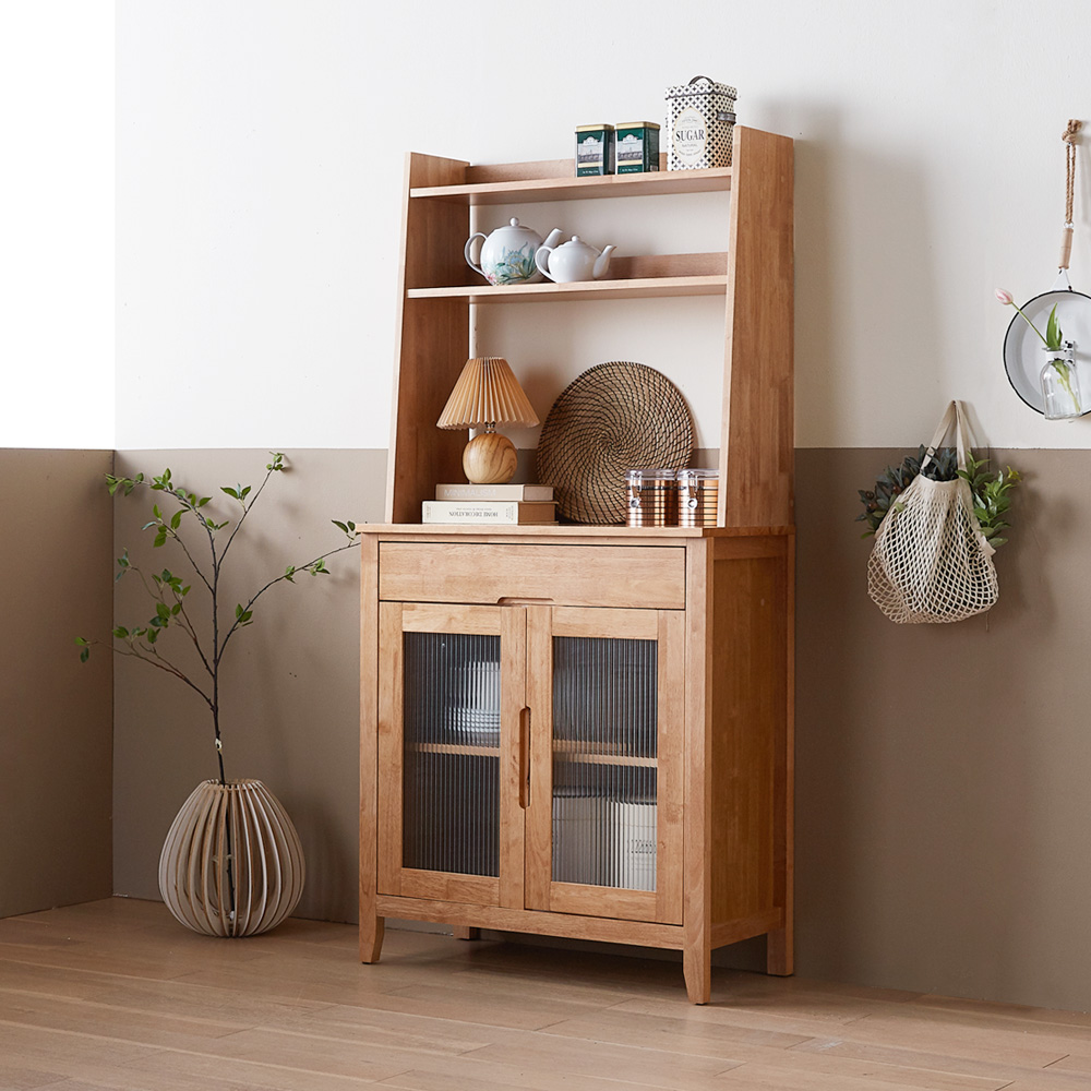 홀튼 홈카페수납장 원목 주방 홈카페장 그릇 장식장 커피머신선반 800x400x1730mm, 5단, 네추럴 - 상세 이미지 2