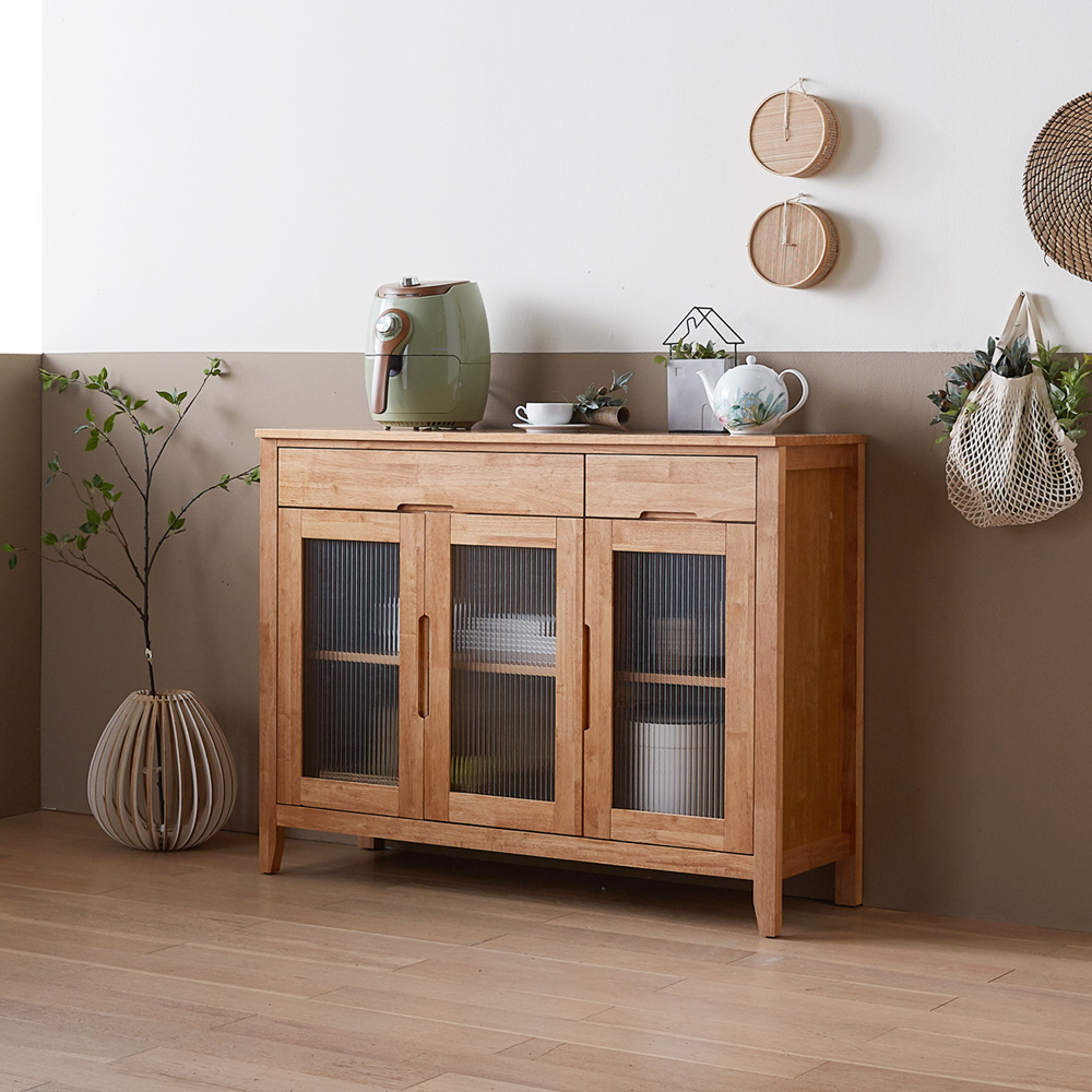 홀튼 홈카페수납장 원목 주방 홈카페장 그릇 장식장 커피머신선반 1200x400x930mm, 2단, 네추럴