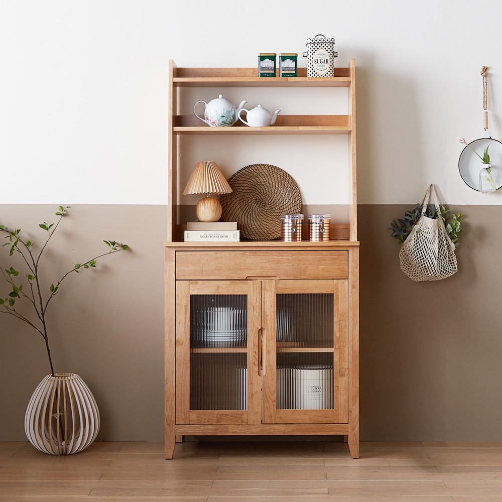홀튼 홈카페수납장 원목 주방 홈카페장 그릇 장식장 커피머신선반 800x400x1730mm, 5단, 네추럴