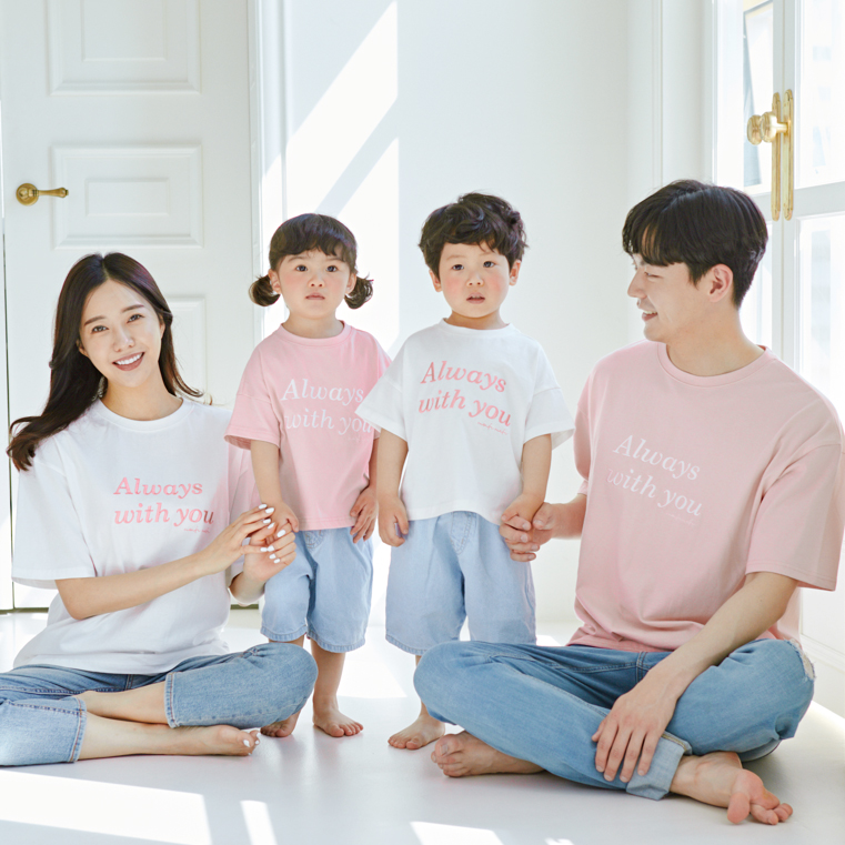 돌촬영 패밀리룩 가족사진의상 올웨이즈 반팔 22B07 단체 모녀 커플 여행 가족티 - 상품 이미지