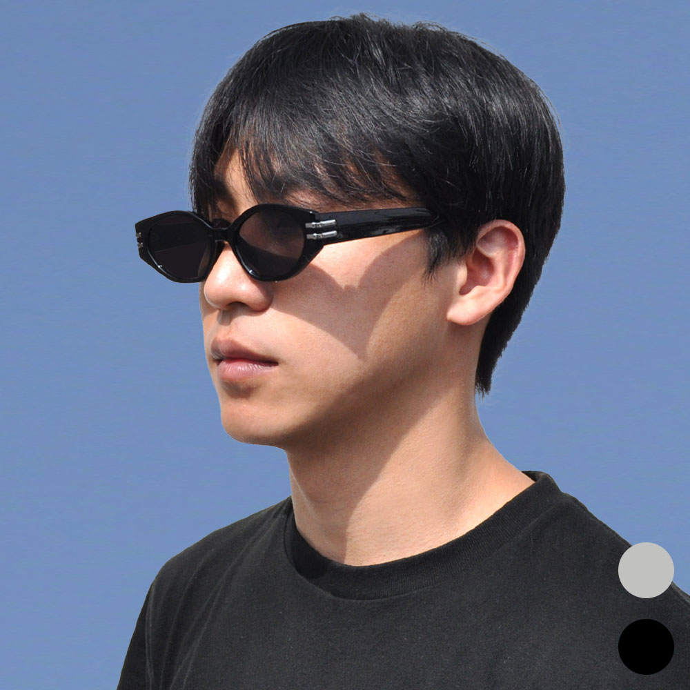 오벌 선글라스 타원형 투명 클리어 남자 여자 커플 데일리 자외선 차단 가벼운 각진 레트로 - 상품 이미지