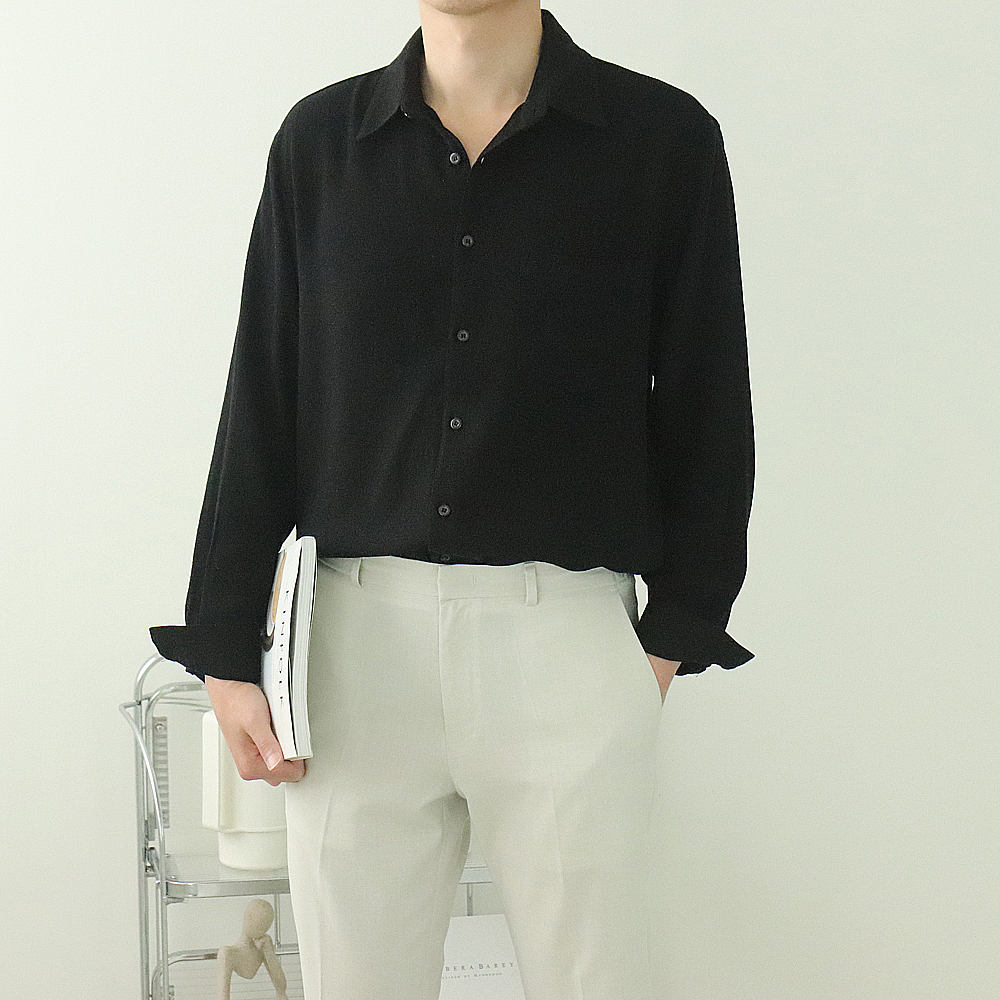 남자린넨셔츠 오버핏 와이드카라 얇은 남자셔츠 - 상세 이미지 4