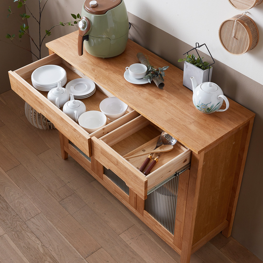 홀튼 홈카페수납장 원목 주방 홈카페장 그릇 장식장 커피머신선반 1200x400x930mm, 2단, 네추럴