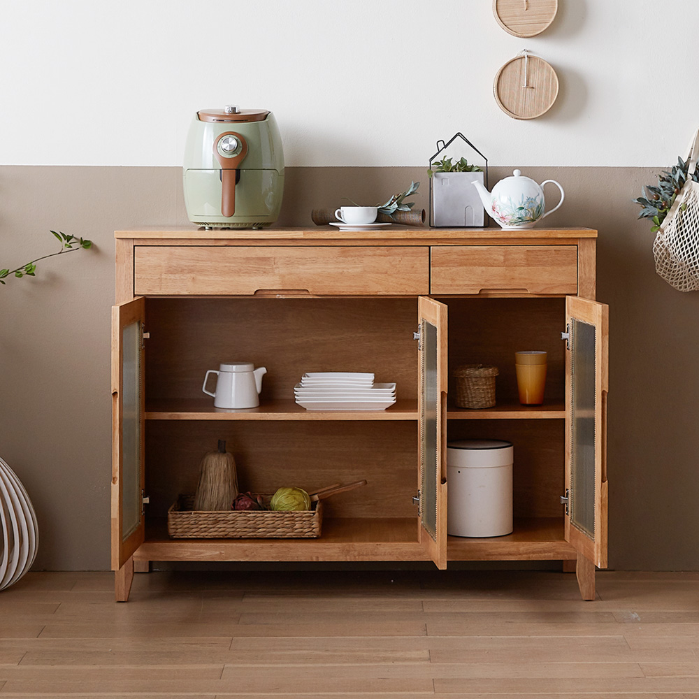 홀튼 홈카페수납장 원목 주방 홈카페장 그릇 장식장 커피머신선반 1200x400x930mm, 2단, 네추럴
