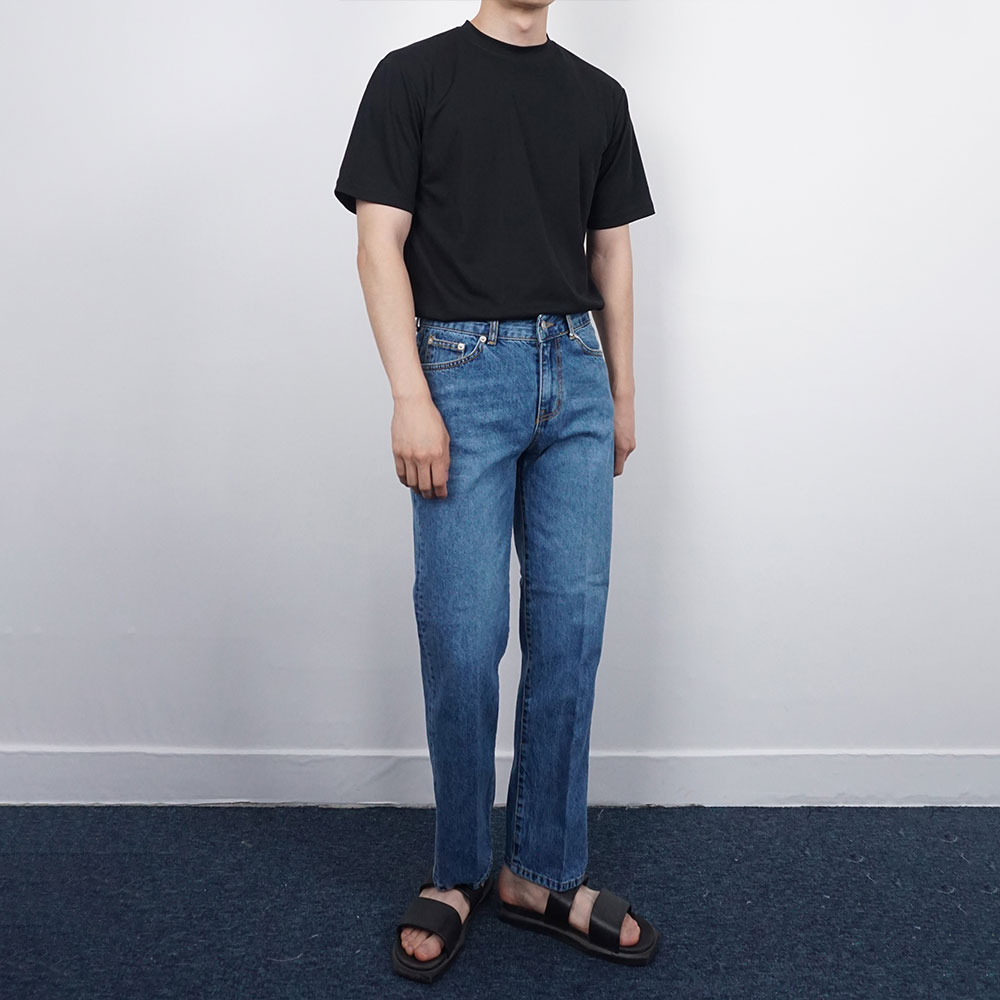 남자 리바이스 원단 쿨데님 팬츠 키작남청바지 레귤러 일자진 - 상세 이미지 5