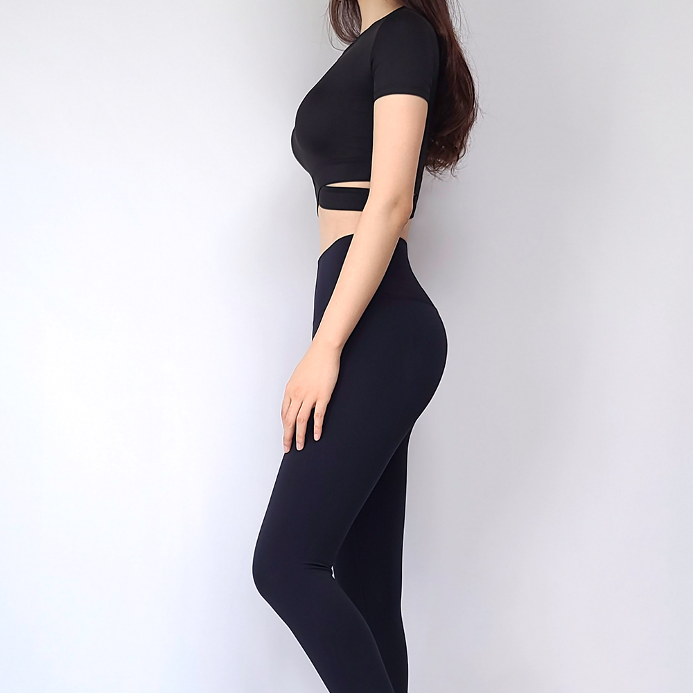 여성 필라테스복 요가 상의 반팔탑 피트니스복 크로스 크롭티 헬스복 아나웨어 - 상세 이미지 3