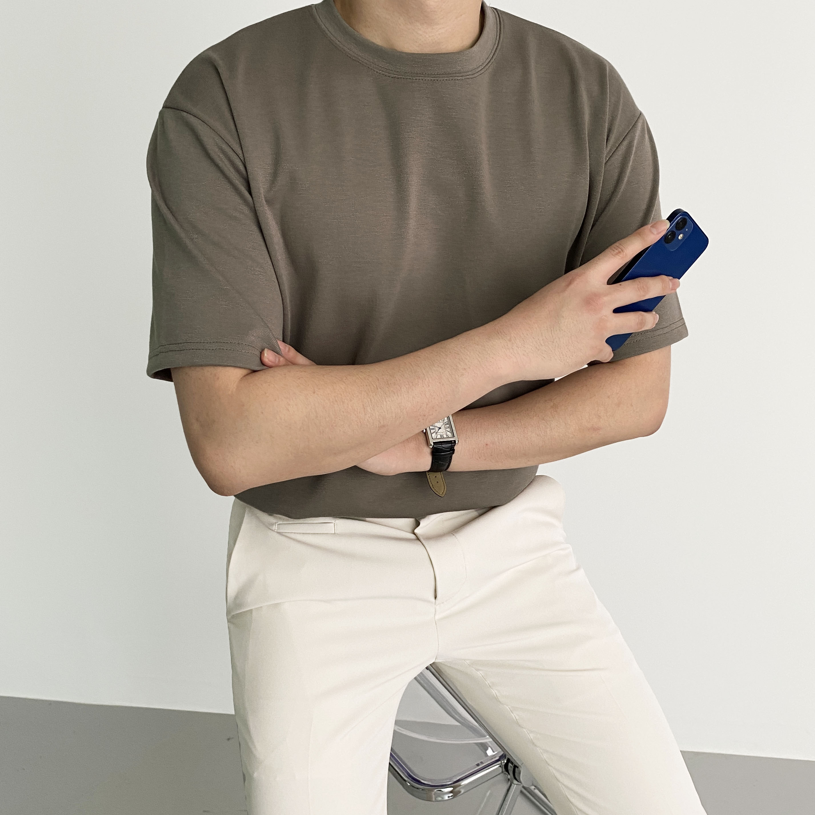 1+1 어깨넓어보이는 남자오버핏반팔 안비치는 흰티 10수 두꺼운 반팔티 이미지 2