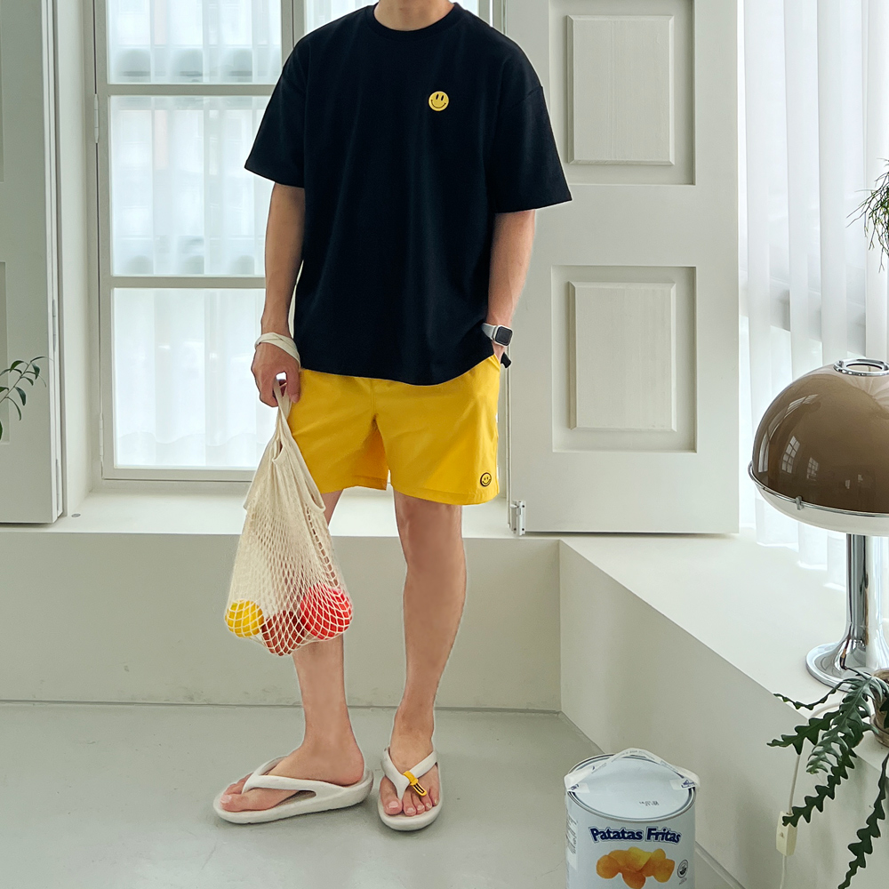 여름 남녀공용 스마일 라운드 반팔 프린팅 레터링 티셔츠 신혼 여행 커플 시밀러룩 상세 이미지 31