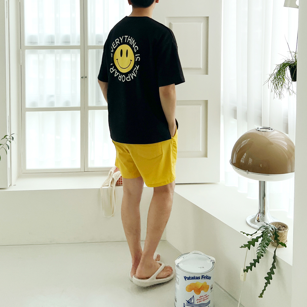여름 남녀공용 스마일 라운드 반팔 프린팅 레터링 티셔츠 신혼 여행 커플 시밀러룩 상세 이미지 35