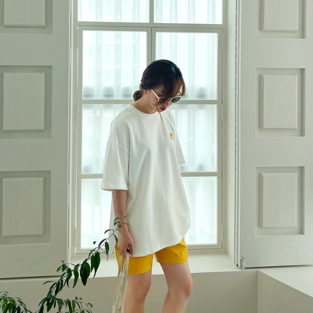여름 남녀공용 스마일 라운드 반팔 프린팅 레터링 티셔츠 신혼 여행 커플 시밀러룩 상세 이미지 27