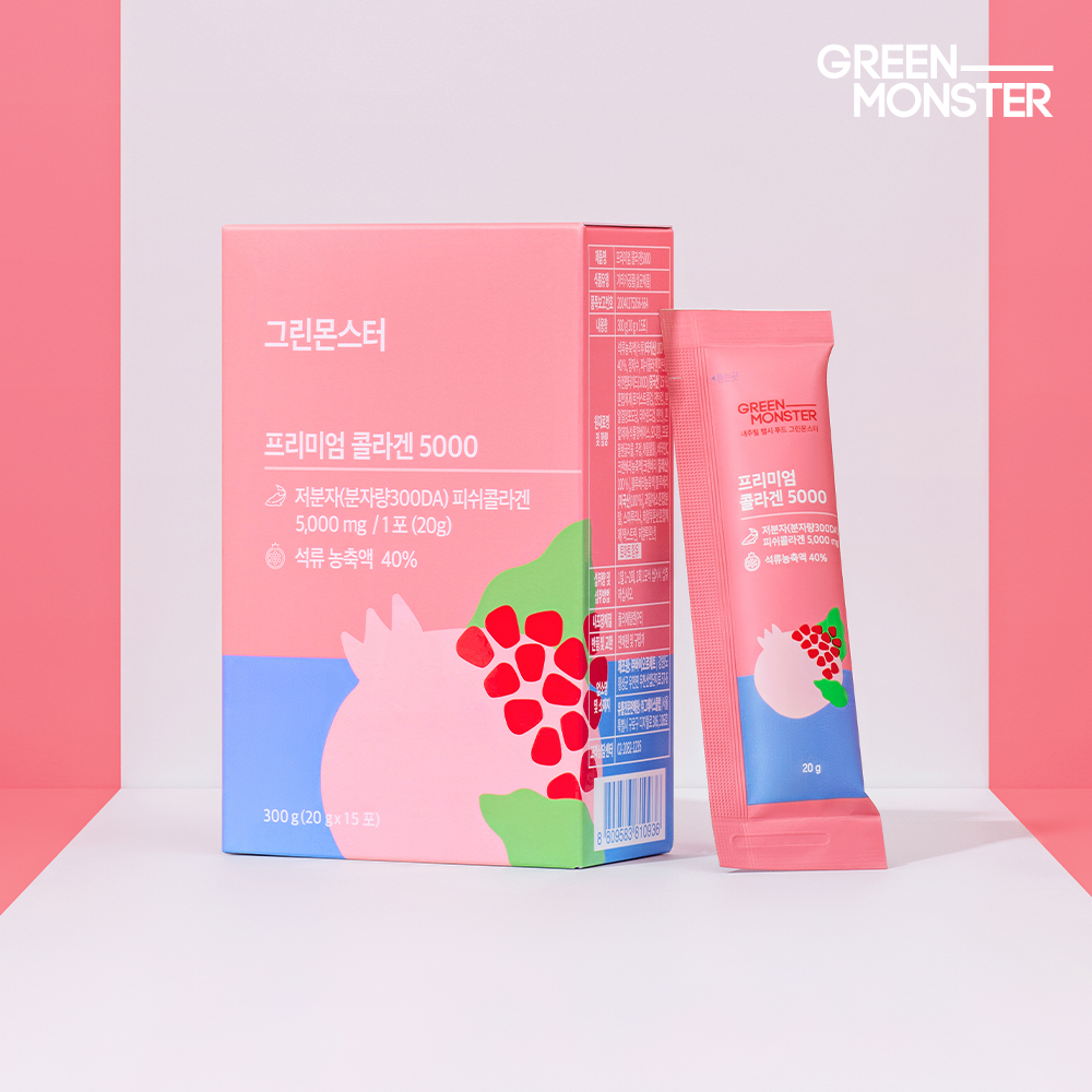 그린몬스터 이너뷰티 프리미엄 석류 콜라겐 5000 15포, 2개 (저분자 피쉬 콜라겐 젤리스틱) - 상세 이미지 3