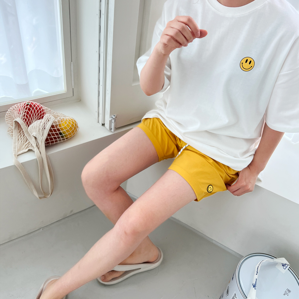 여름 남녀공용 스마일 라운드 반팔 프린팅 레터링 티셔츠 신혼 여행 커플 시밀러룩 상세 이미지 18